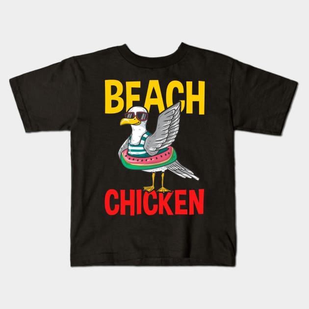 Funny Beach Chicken design for Seagull Lovers Kids T-Shirt by biNutz